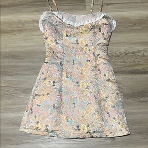 Floral Dress with Lace Trim